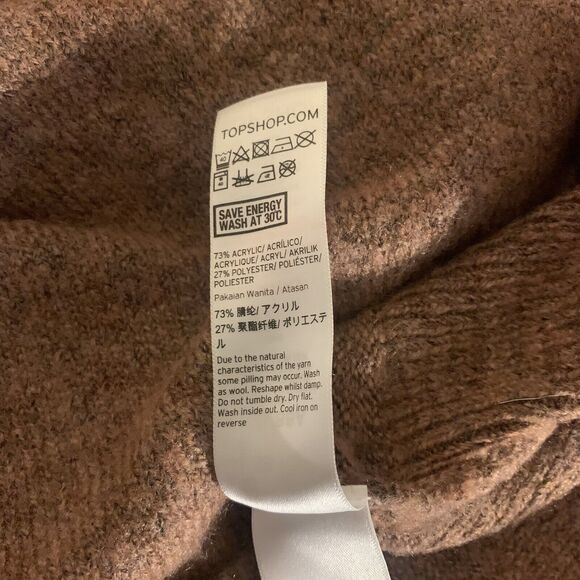 Topshop Oversized Sweater Sz 6 Dusty Rose Pink Puff Sleeves  NWT Cozycore - Picture 10 of 10